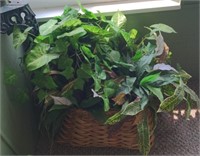 Basket with Faux Plants