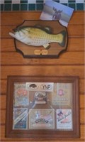 Talking Fish Wall Hanging and Framed Whiskey
