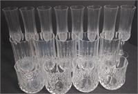 Set of Champagne Flutee, Wine Glasses, and