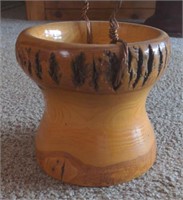 Wooden carved hanging candle holder