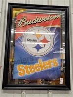 Budweiser Steelers large bar room framed mirror