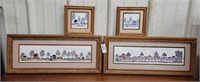 Four piece double matted & framed Amish country