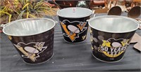 Pittsburgh penguin galvanized bucket trio