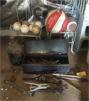 Wire Deco Chairs, Tools, Ball Asst., Crock Jug