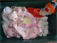 Tub of new character blankets & diaper holders