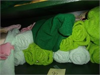 Shelf w/ 12 new children's hooded towels