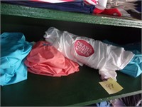 Shelf of new bags, infant/child shirts, SEE LIST