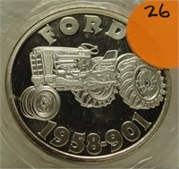 FORD TRACTOR 1958-901 1 TROY OZ. SILVER ART ROUND