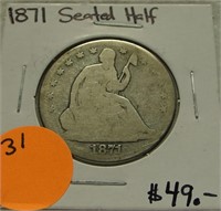 1871 SEATED LIBERTY HALF DOLLAR