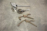 Come-A-Long, (2) Chain Binders & Pulley w/Hook