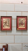 2 CURRIER & IVES PRINTS & MIRROR