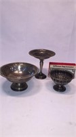 3 ANTIQUE STERLING COMPOTES