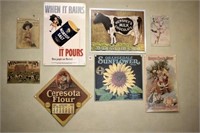 EIGHT REPRODUCTION TIN SIGNS