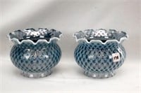 BLUE OPALESCENT OIL LAMP SHADES