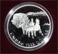 Canada 1992 Proof .925 Silver Dollar Stagecoach