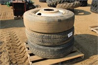 (3) 285/75R24.5 Tires w/ Steel Rims #