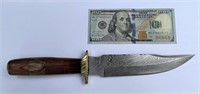 Large Damascene Steel Bowie Knife