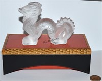 Signed Lalique France Chinese Dragon With Stand