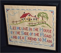 Antique Needlepoint Let Me Live In The House