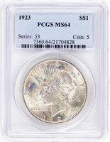 Coin 1923  Peace Silver Dollar PCGS MS64