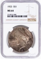 Coin 1923  Peace Silver Dollar NGC MS64