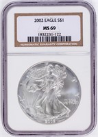 Coin 2002 Silver Eagle NGC MS69