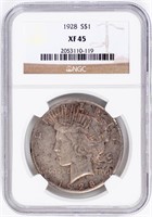 Coin 1928  Peace Silver Dollar NGC XF45