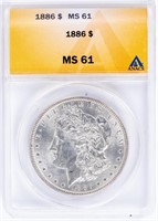 Coin 1886  Morgan Silver Dollar ANACS MS61