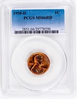 Coin 1958-D Lincoln Cent PCGS MS66RD