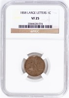 Coin 1858 Flying Eagle Cent Large Letters NGC VF25