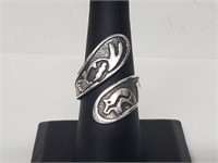 .925 Sterling Silver Kokopelli Adj Ring