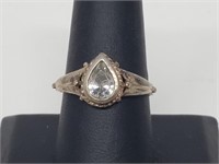 .925 Sterling Silver Clear Stone Ring