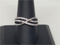 .925 Sterling Silver Clear Stone Wavy Ring