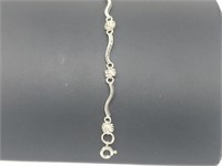 .925 Sterling Silver Adjustable Flower Bracelet