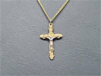 Vermeil/.925 Sterl Silver Cross Pend & Chain