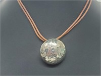 .925 Sterling Silver Pendant & Leather Necklace