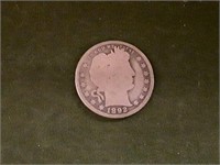 1892 SILVER BARBER QUARTER FIRST YEAR