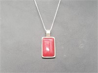 .925 Sterling Silver Red Pendant & Chain