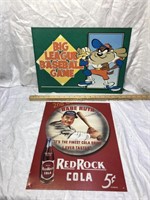 Red Rock Cola & Baseball Metal Signs