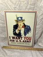 Uncle Sam "I Want You!' Metal Sign