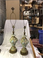 Two Vintage Ceramic And Brass Lamps