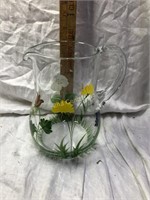 Hand Painted Glass Pitcher