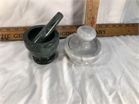 2 Marble Mortar And Pestles