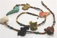 Carved Stone Animal Motif Beaded Necklace