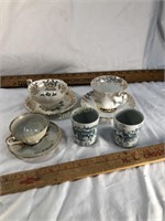 3 Collectible Teacups And 2 Small Cups