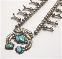 Mexican Silver & Turquoise Squash Blossom