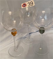 (3) WINE GLASSES