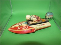 Vintage Japan River Star R-26 Tin Friction Boat