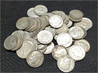 (50) Silver Roosevelt Dimes