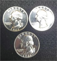 1961, 1962, 1963 Silver Proof Quarters